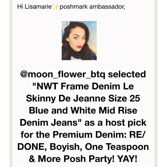 NWT Frame Denim Le Skinny De Jeanne Size 25 Blue and White Mid Rise Denim Jeans - Picture 2 of 16